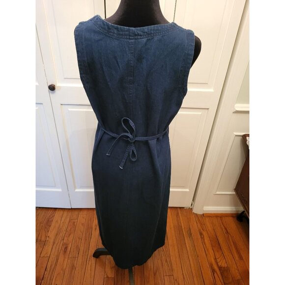 Vintage 90s Dark Denim Chambray Maxi Dress  Sz M Cottage Western  Boho Grunge - Picture 2 of 8